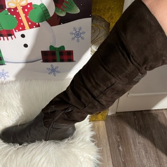 Women's Dress Boot, Blue Crush Brown Suede Style Knee High Boots Size 8 - Picture 1 of 3